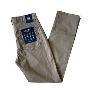 American Heritage Men's Khaki Trouser Pants Size 32 Slim Fit Stretch Beige NEW
